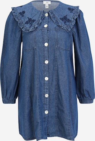 River Island Petite Shirt Dress in Blue: front
