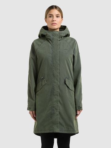 khujo Between-Seasons Coat 'Leal' in Green: front