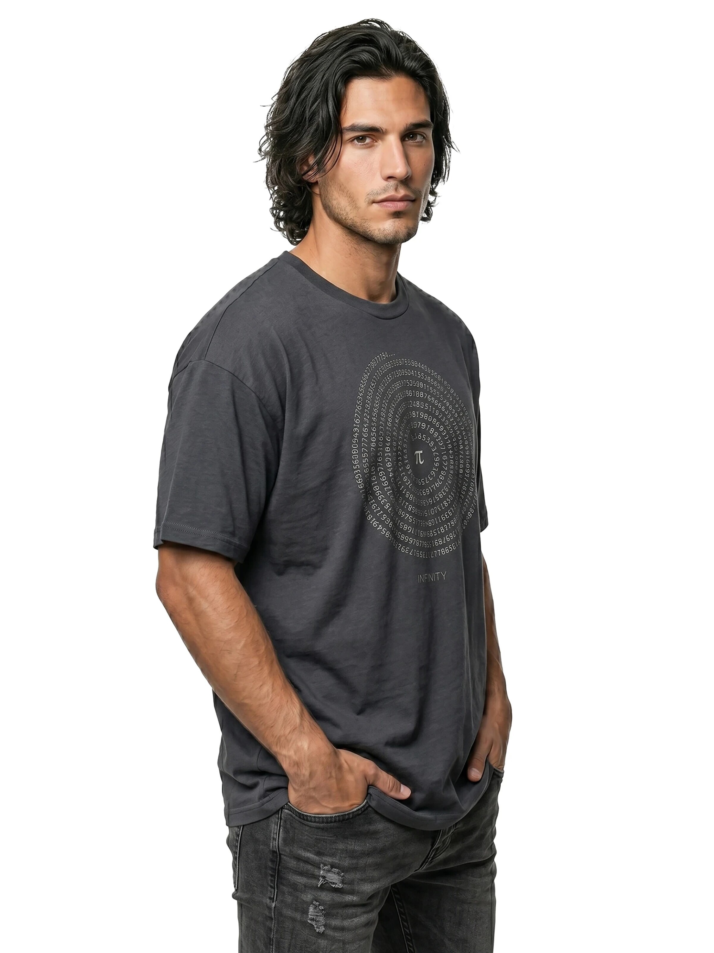 MAKAYA Shirt 'Pi Infinety' in Grey