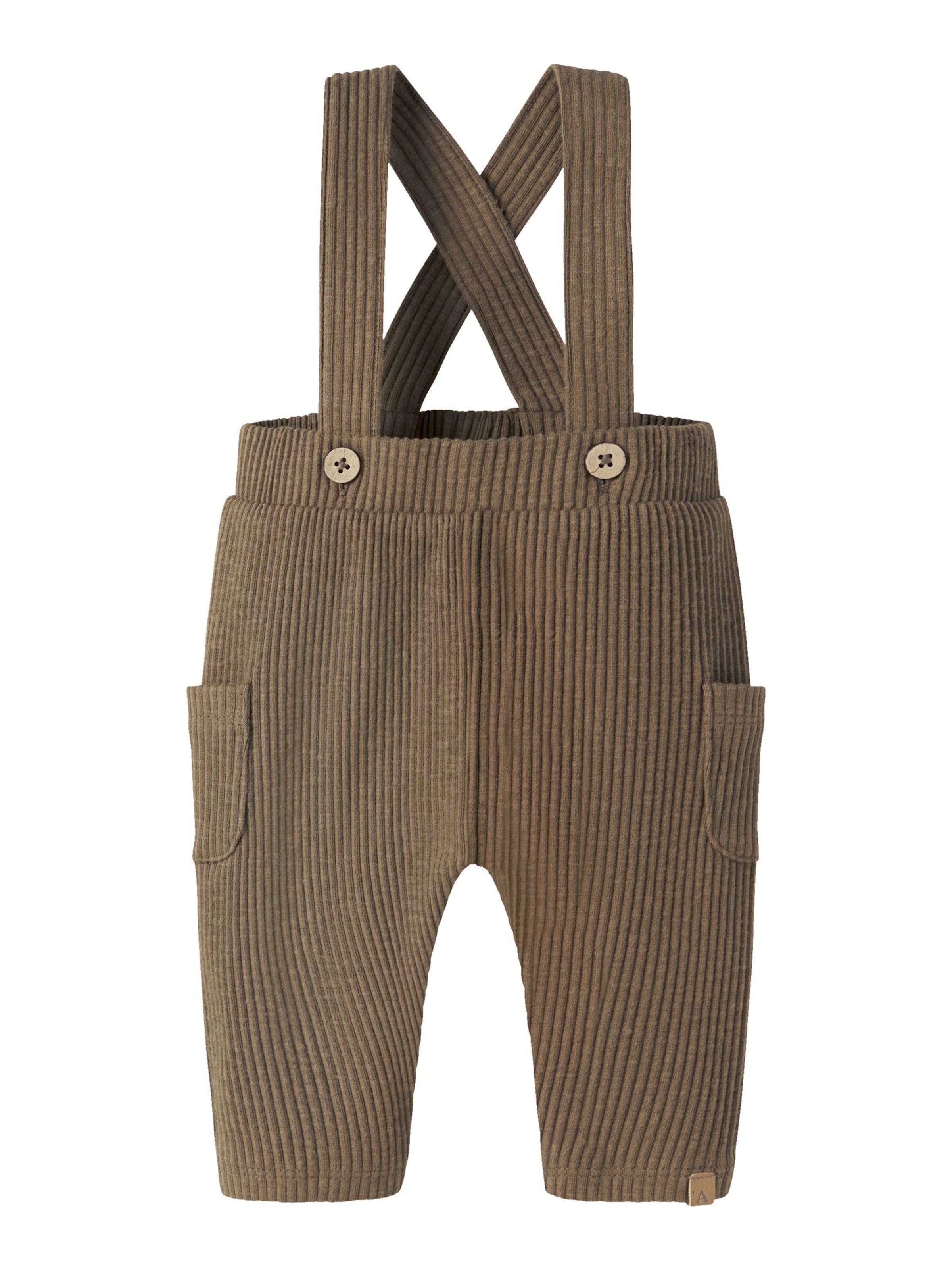 regular Pantaloni con pettorina di Lil'Atelier in marrone: frontale