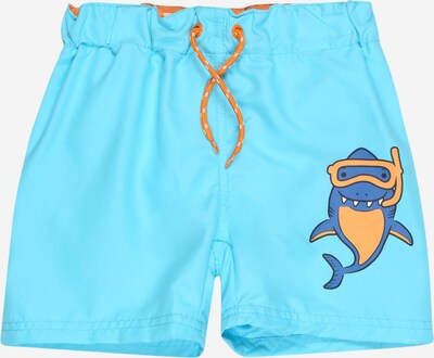 Guppy Board Shorts 'ZMMZAKKI' in Cobalt blue / Aqua / Light orange / Black / White, Item view