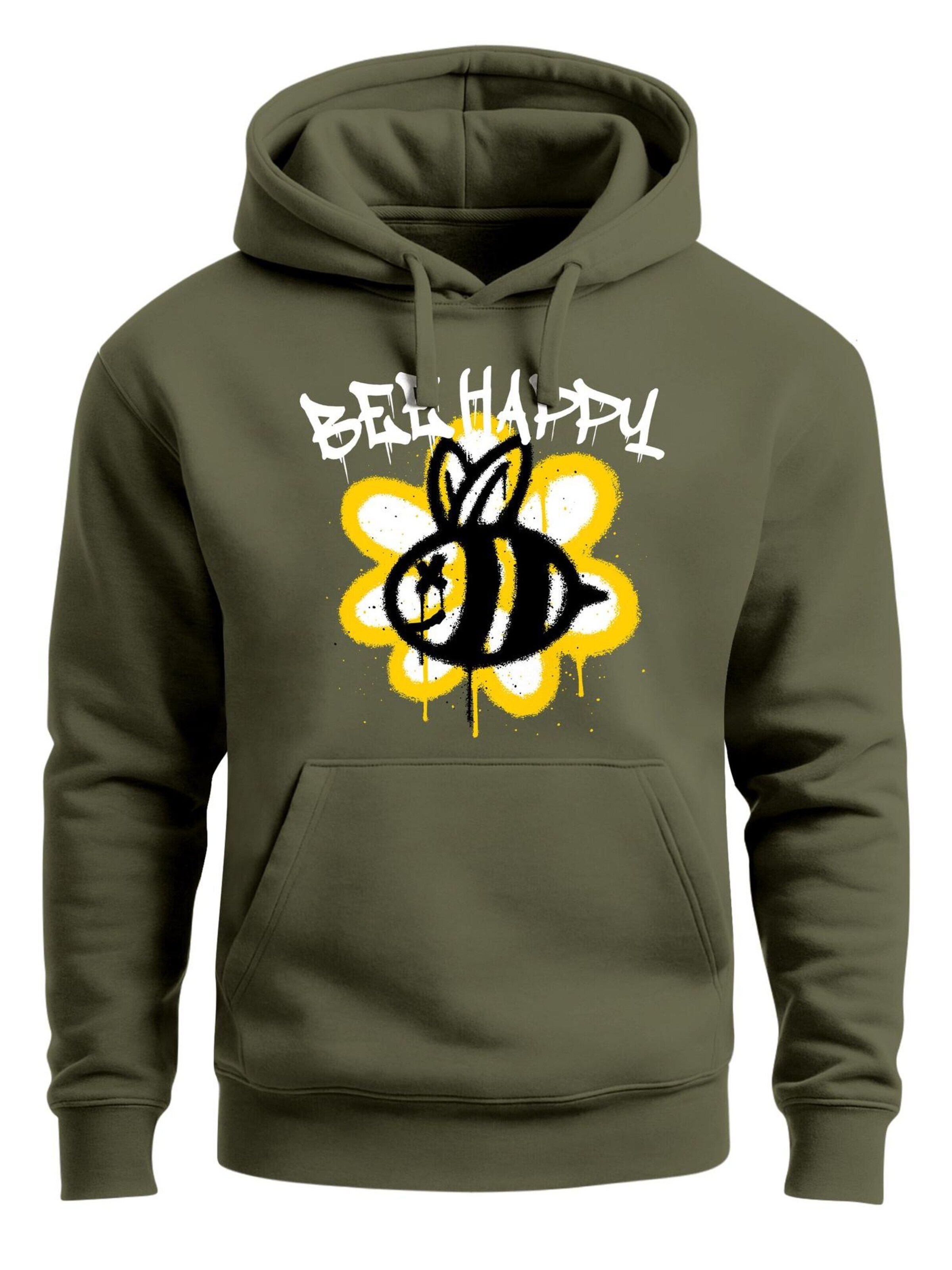 Neverless Sweatshirt 'Bee Happy' in Green: front