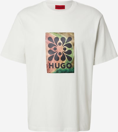 HUGO Majica 'Damoru' veličine XS u ecru/prljavo bijela / zelena / tamno narančasta / crna, Pregled proizvoda