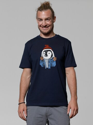 Watapparel Shirt ' Pinguin ' in Blauw: voorkant