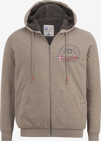 Jan Vanderstorm Zip-Up Hoodie ' Thorsteno ' in Beige: front