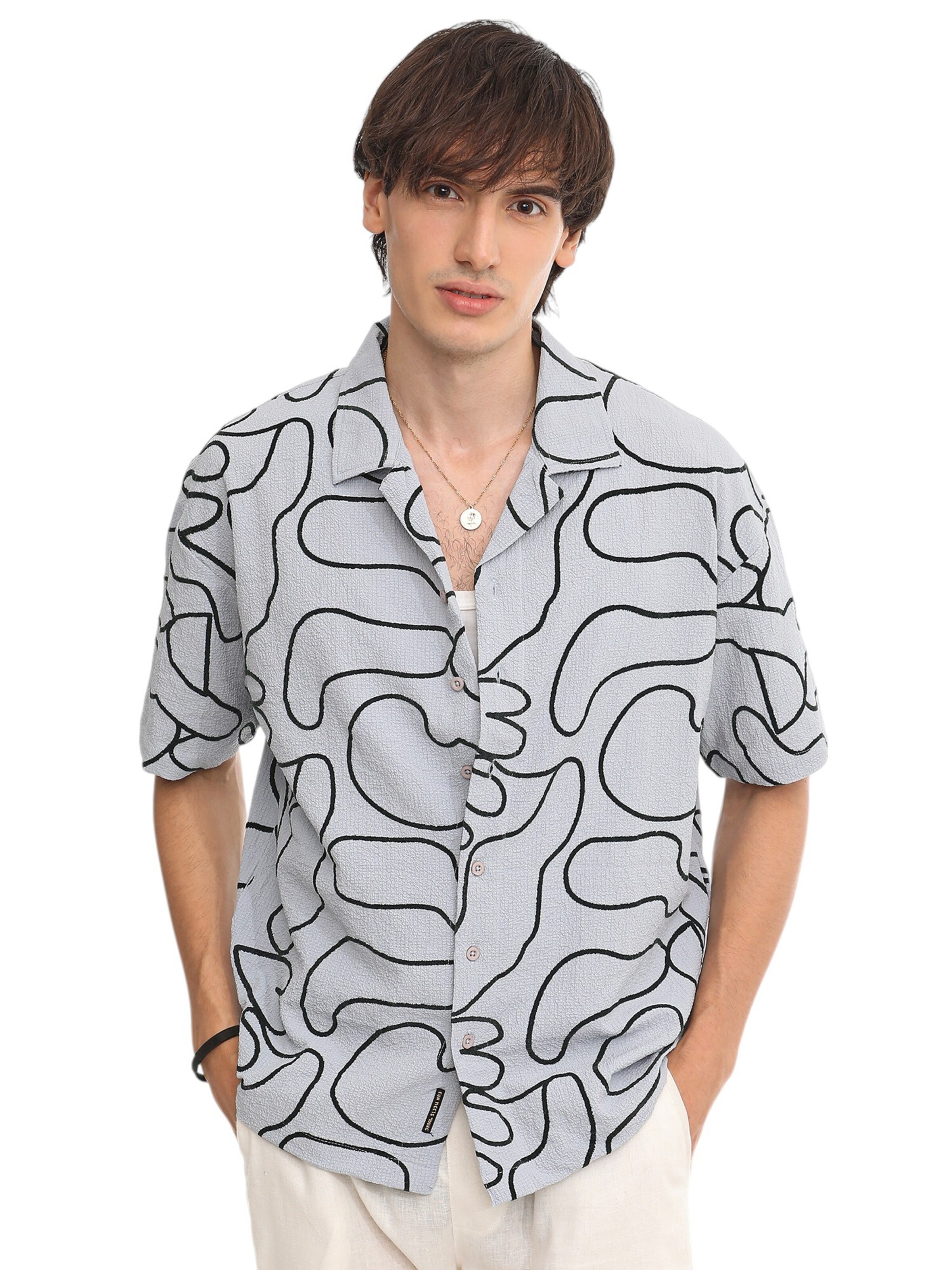 Comfort Fit Cămașă ' Totty ' de la Campus Sutra pe gri: față