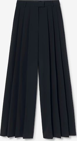 Lola CasademuntWide Leg/ Široke nogavice Hlače s naborima - crna boja: prednji dio