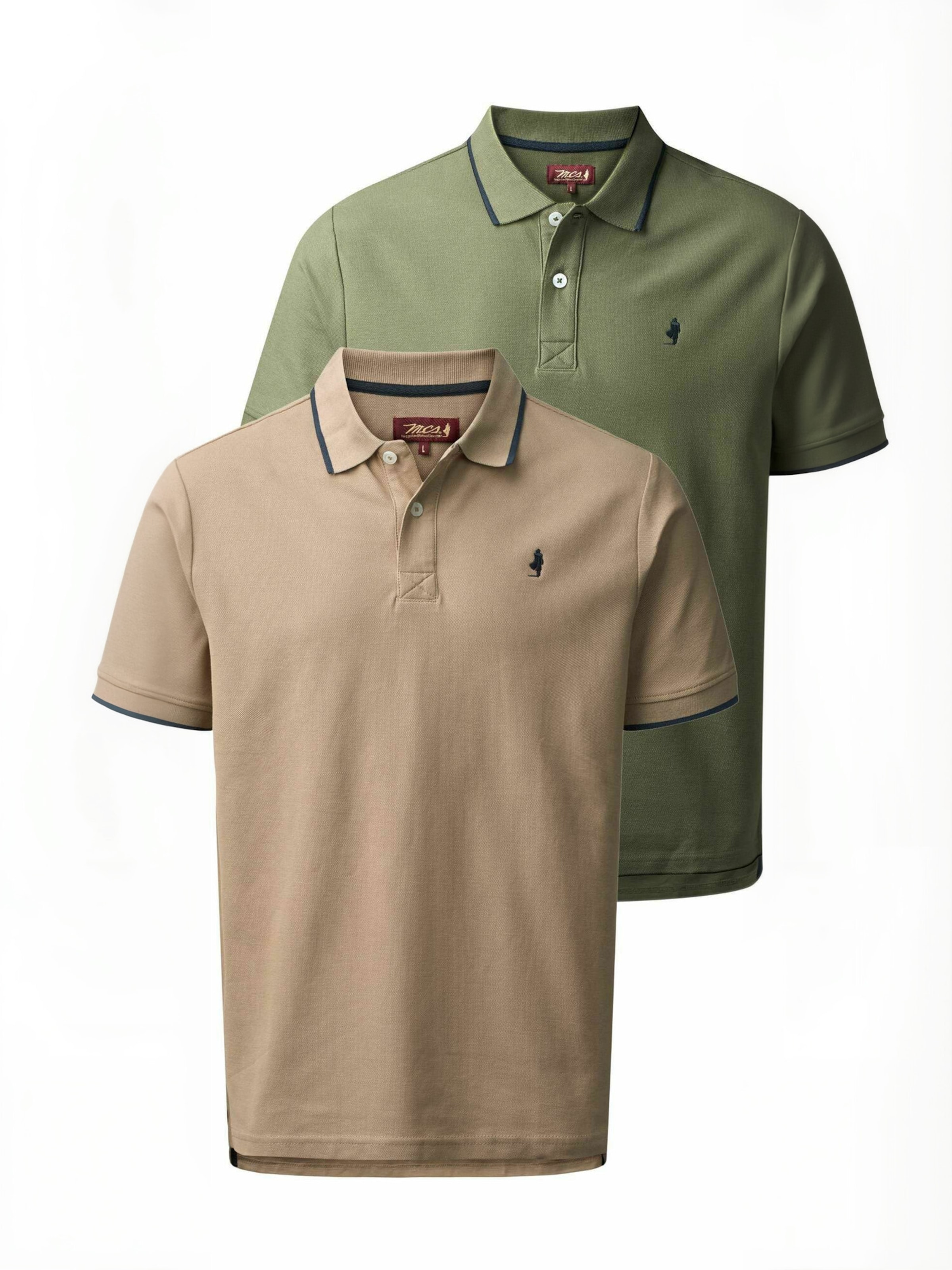 MCS - Ajuste regular Camisa ' MCLake 2-pack ' en beige: frente