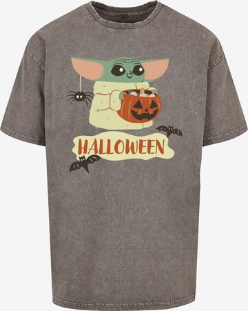 ABSOLUTE CULT Shirt 'Star Wars - Mandalorian Halloween Grogu' in Grau: predná strana