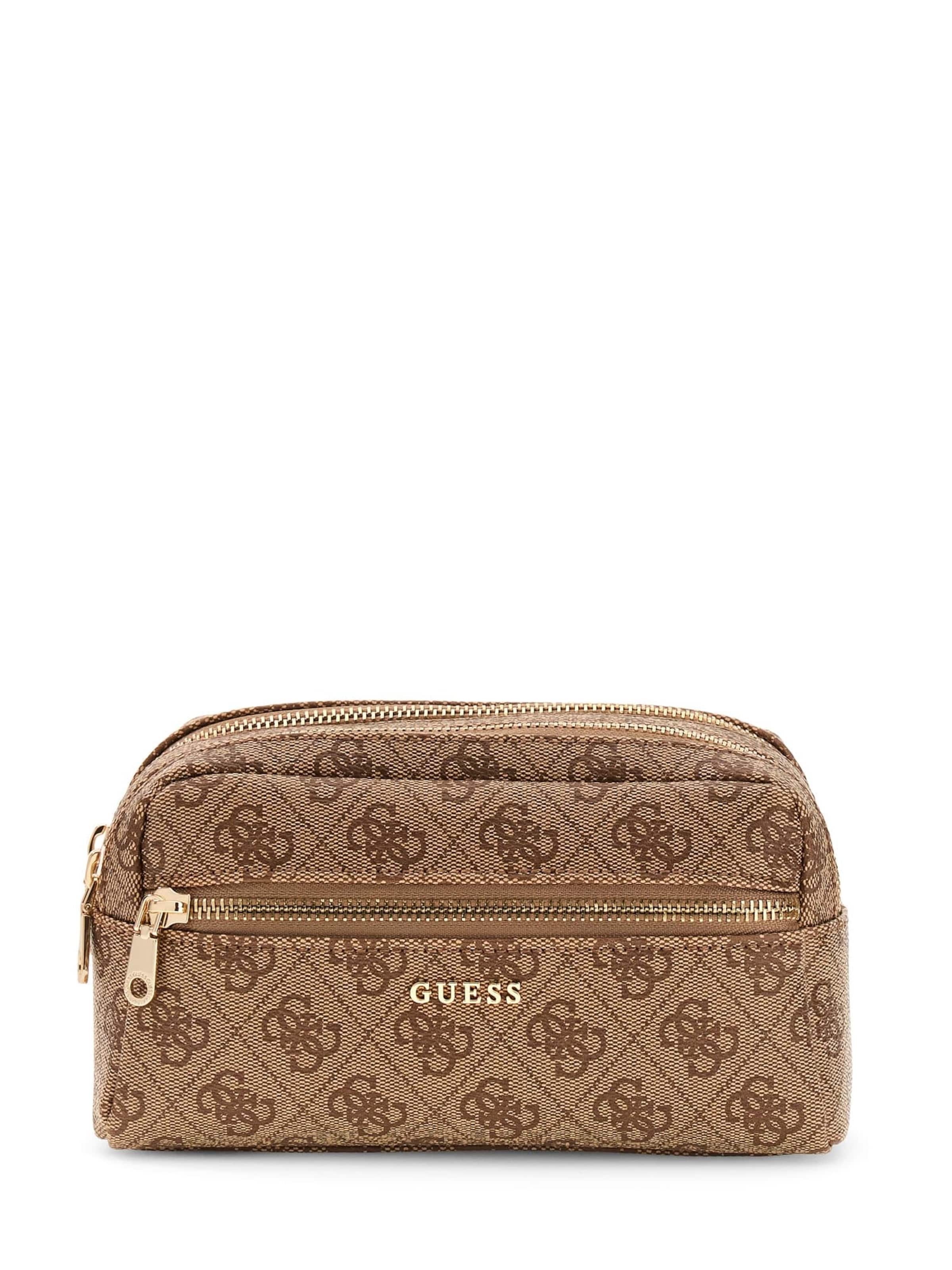 GUESS Toiletry Bag in Beige: front