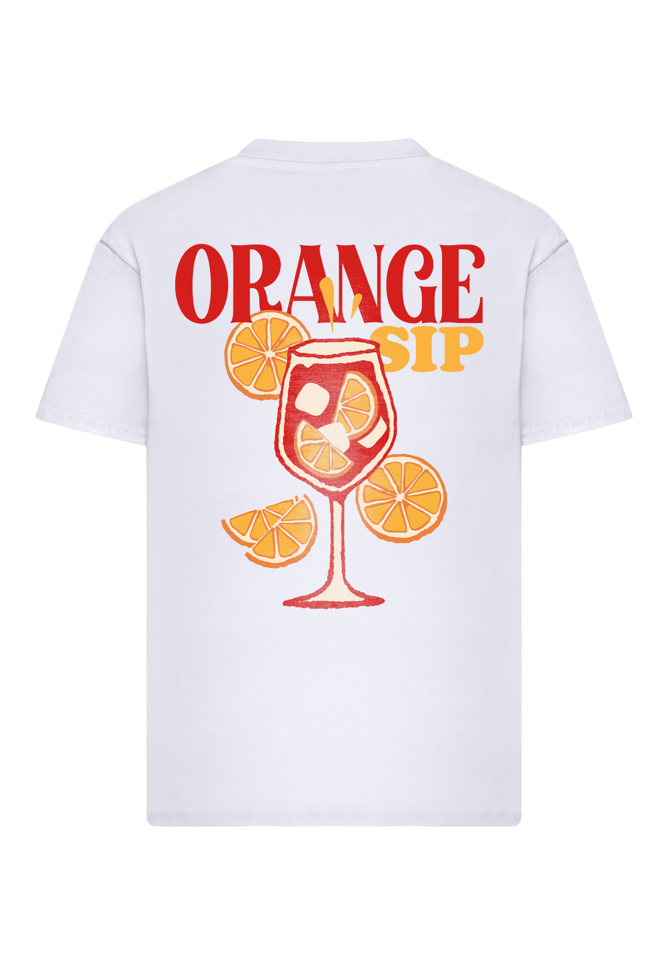 Mister Tee Shirt 'Orange Sip' in Wit