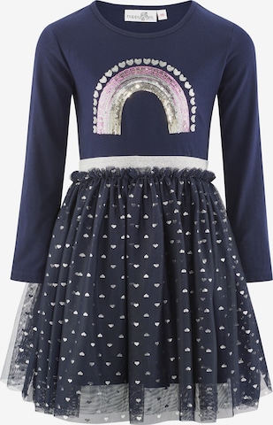 happy girls Dress in Blue: front
