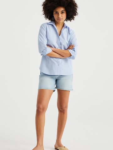 WE Fashion Skinny Shorts in Blau