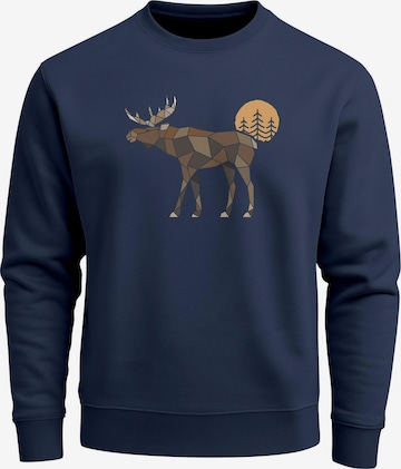Neverless Sweatshirt 'Elch Polygon' in Blau: Vorderseite