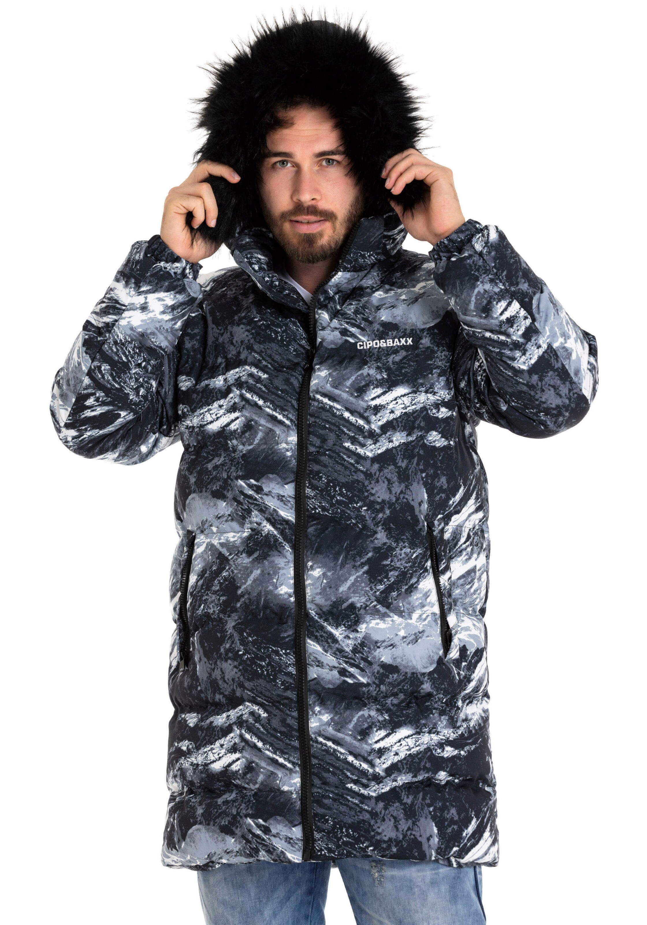 CIPO & BAXX Winter jacket in Grey: front