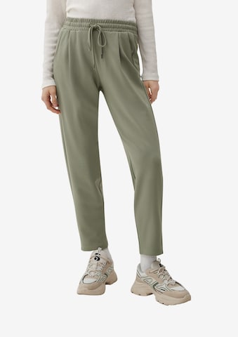 QS Slim fit Pleat-front trousers in Green: front