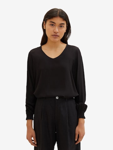 TOM TAILOR DENIM Bluse in Schwarz: predná strana