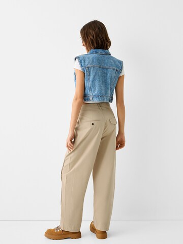 Bershka Loose fit Pleat-Front Pants in Beige