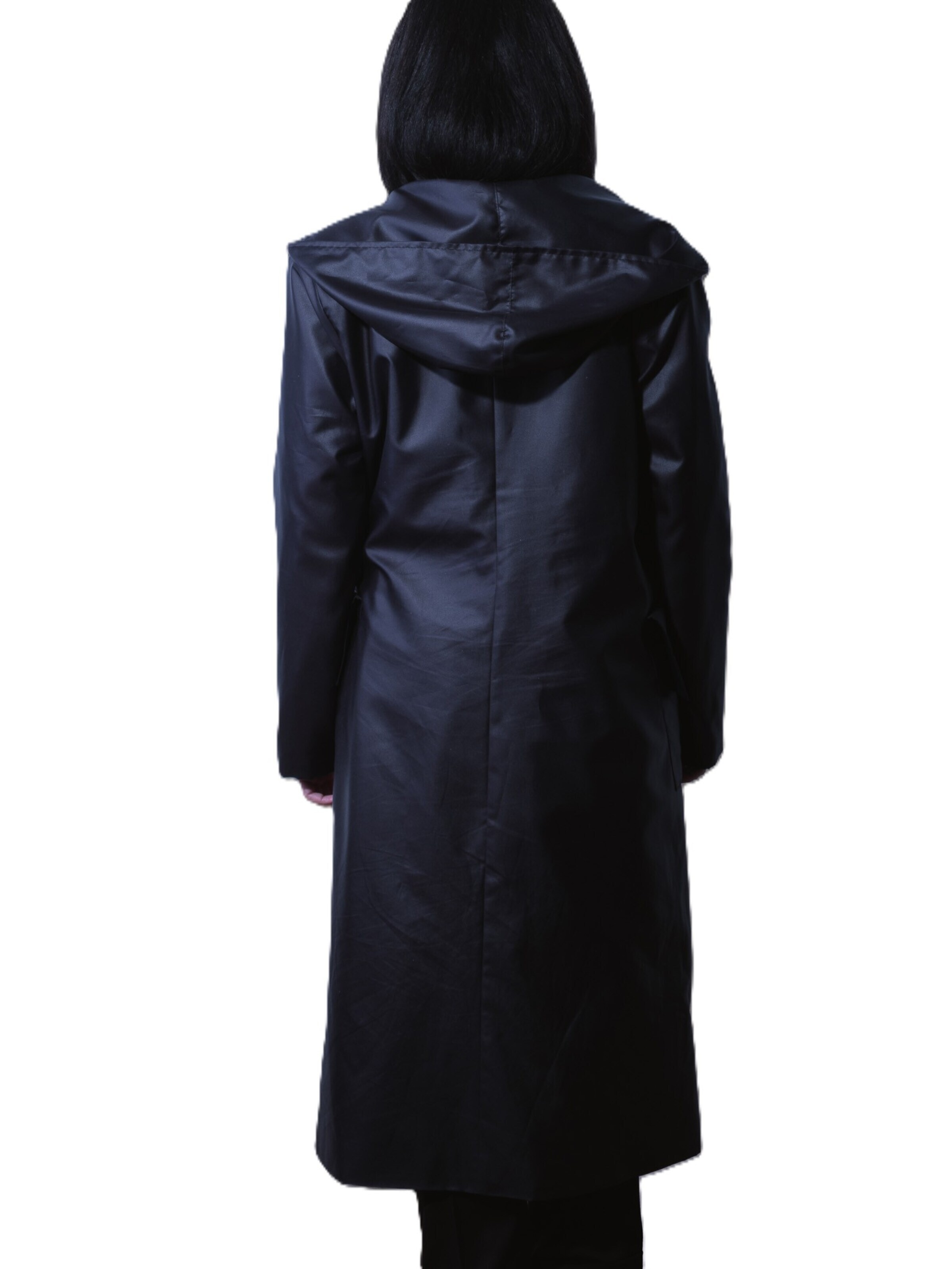 BIBI SAKALIEVA Between-seasons coat 'Black Long Hooded Trench Coat' in Black