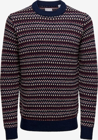 Only & Sons Pulover 'ONSMusa' | modra barva: sprednja stran
