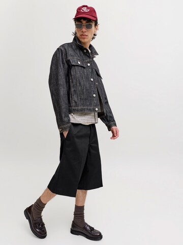 JACK & JONES Wide leg Pressveckad byxa 'JPSTOWEN DREW' i svart