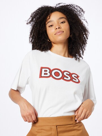 Tricou 'Ekrisp' de la BOSS Orange pe alb: față