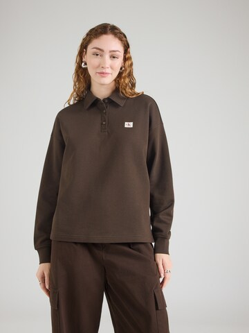 Sweat-shirt Calvin Klein Jeans en marron : devant