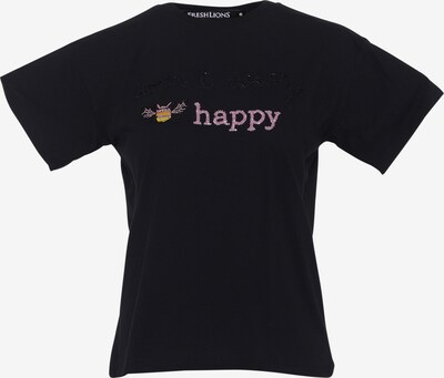 FRESHLIONS T-shirt ' Happy ' en rose / noir, Vue avec produit