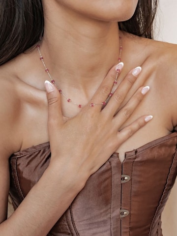 Hey Happiness Halsband 'Coral Glow' i silver