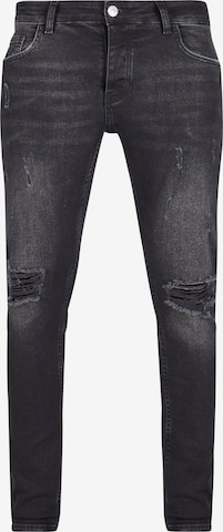 2Y Premium Tapered Jeans in Black: front