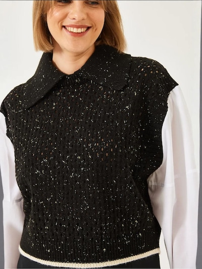 Bianco Lucci Pullover em preto / branco / branco lã, Vista do artigo