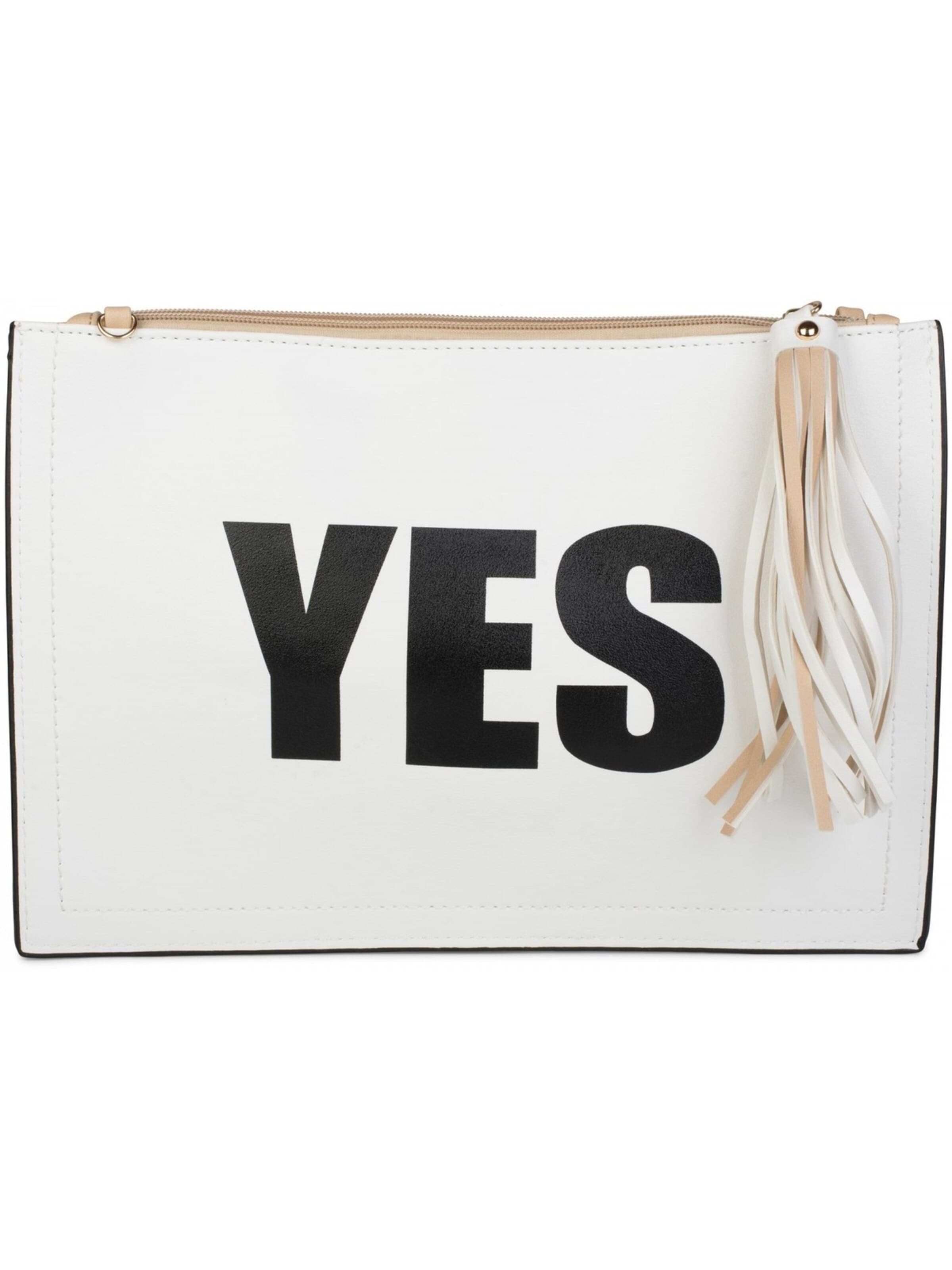 styleBREAKER Clutch 'Clutch mit YES und NO Print'‌‌‌‌‌‌‌ in Beige: Vorderseite