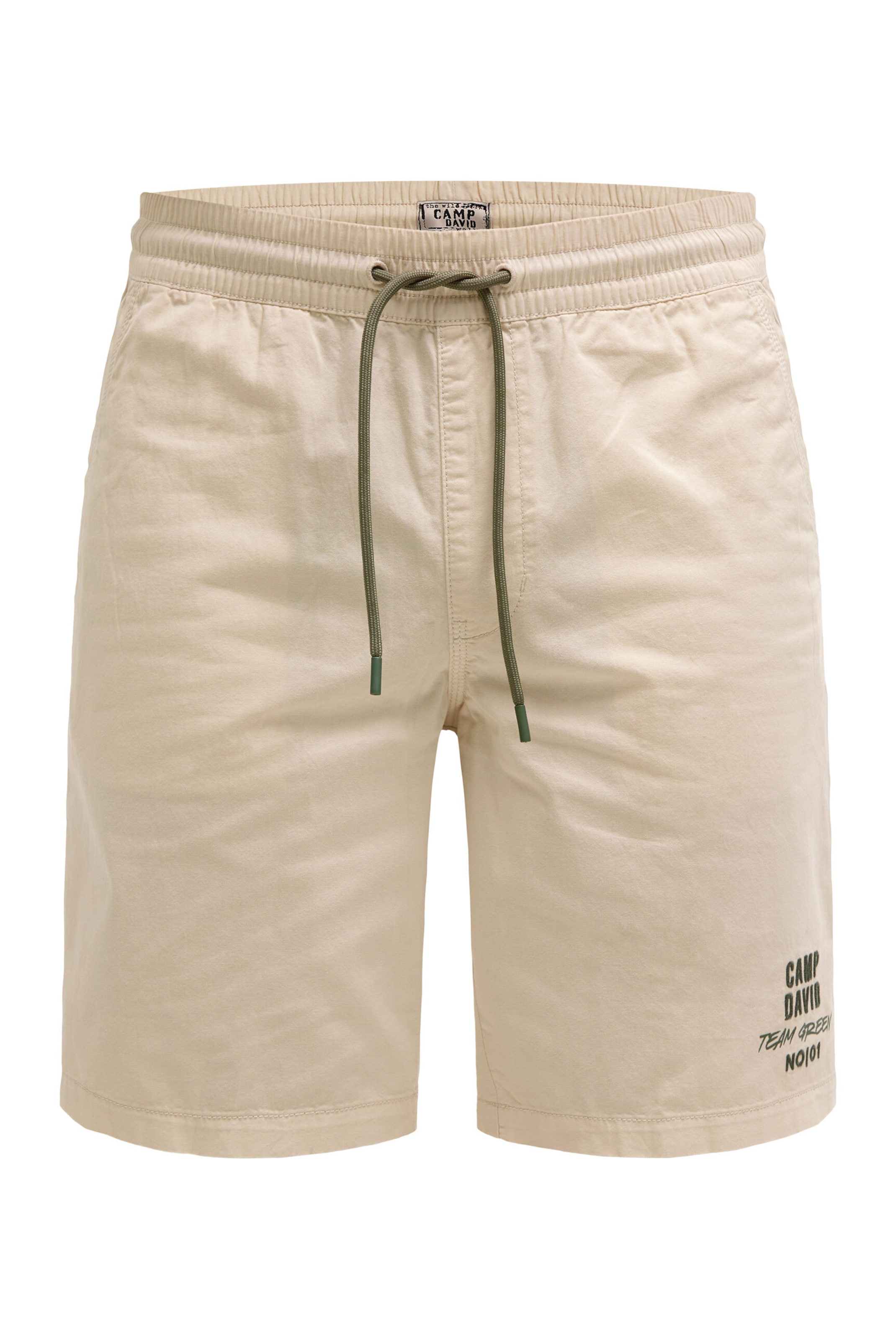 CAMP DAVID Regular Basic Shorts aus Twill mit Elastikbund in Beige: Vorderseite