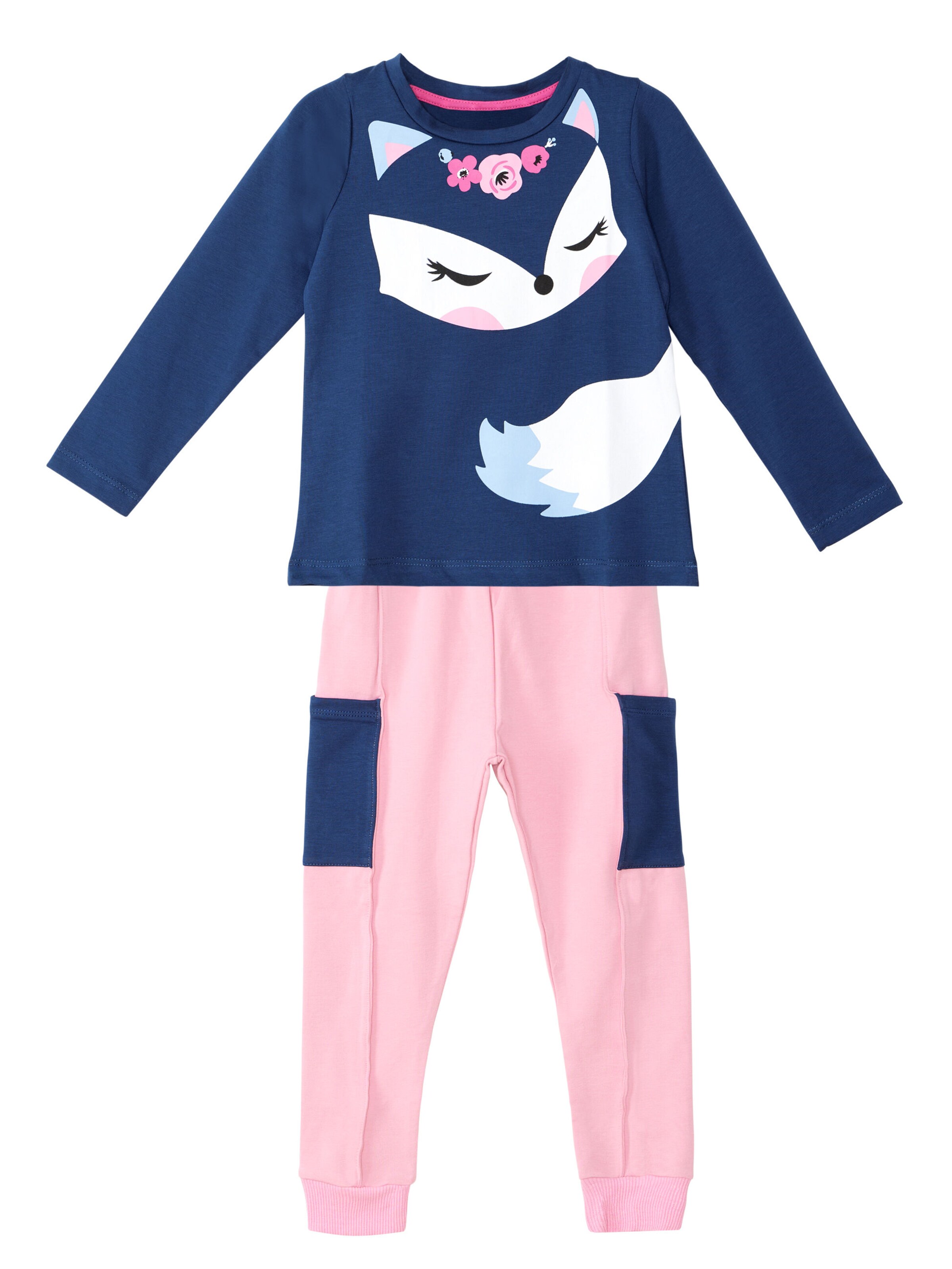 Survêtement 'Cute Fox' Denokids en bleu : devant