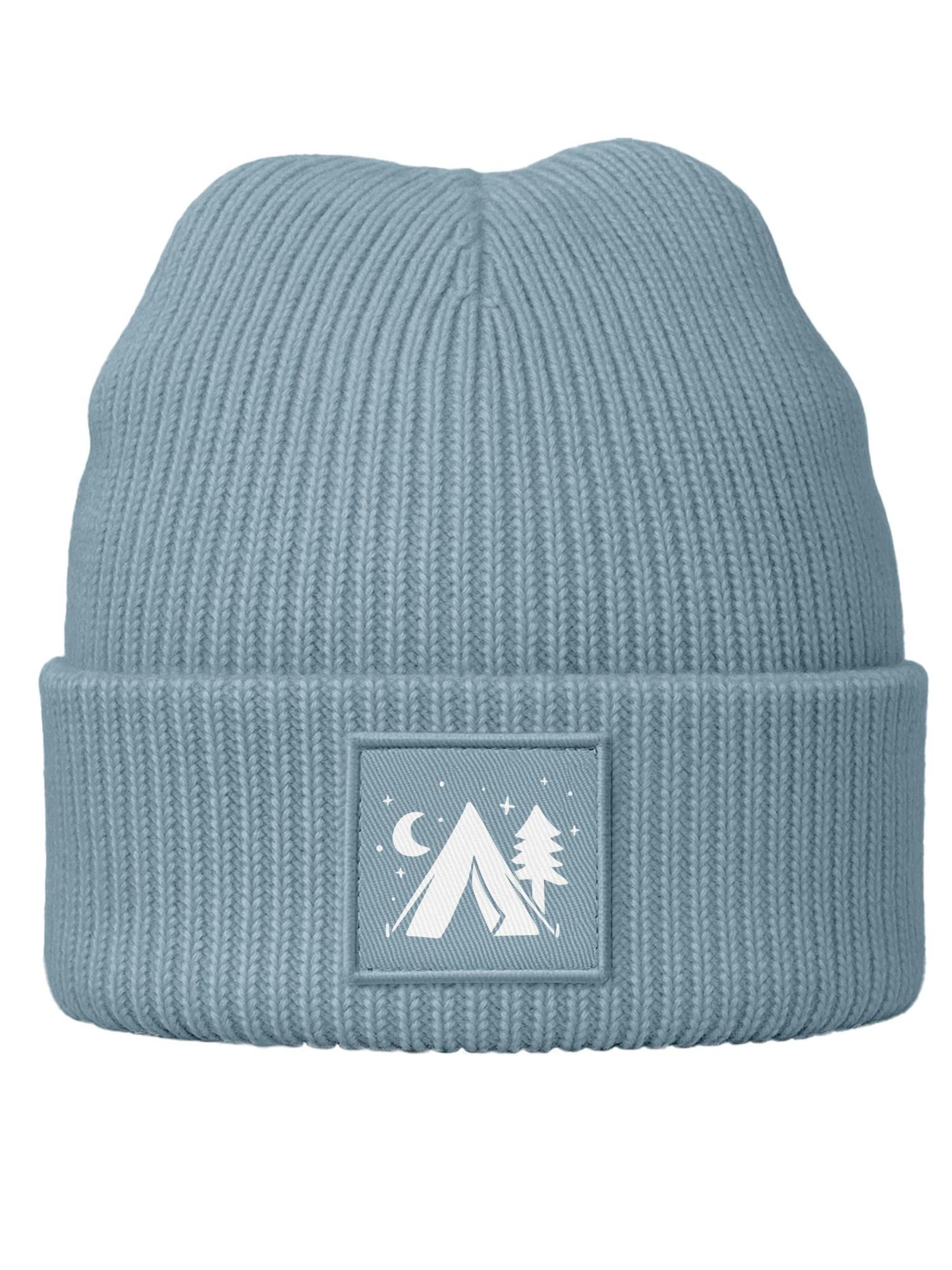 Neverless Beanie 'Camping' in Blue: front