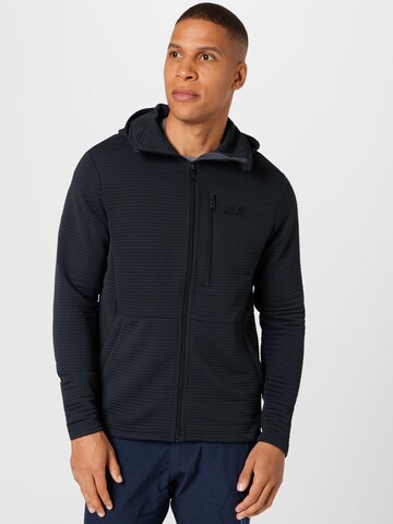 JACK WOLFSKIN Athletic Fleece Jacket 'MODESTO' in Black: front