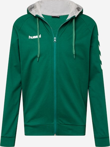 Hummel Sports sweat jacket in Green: front