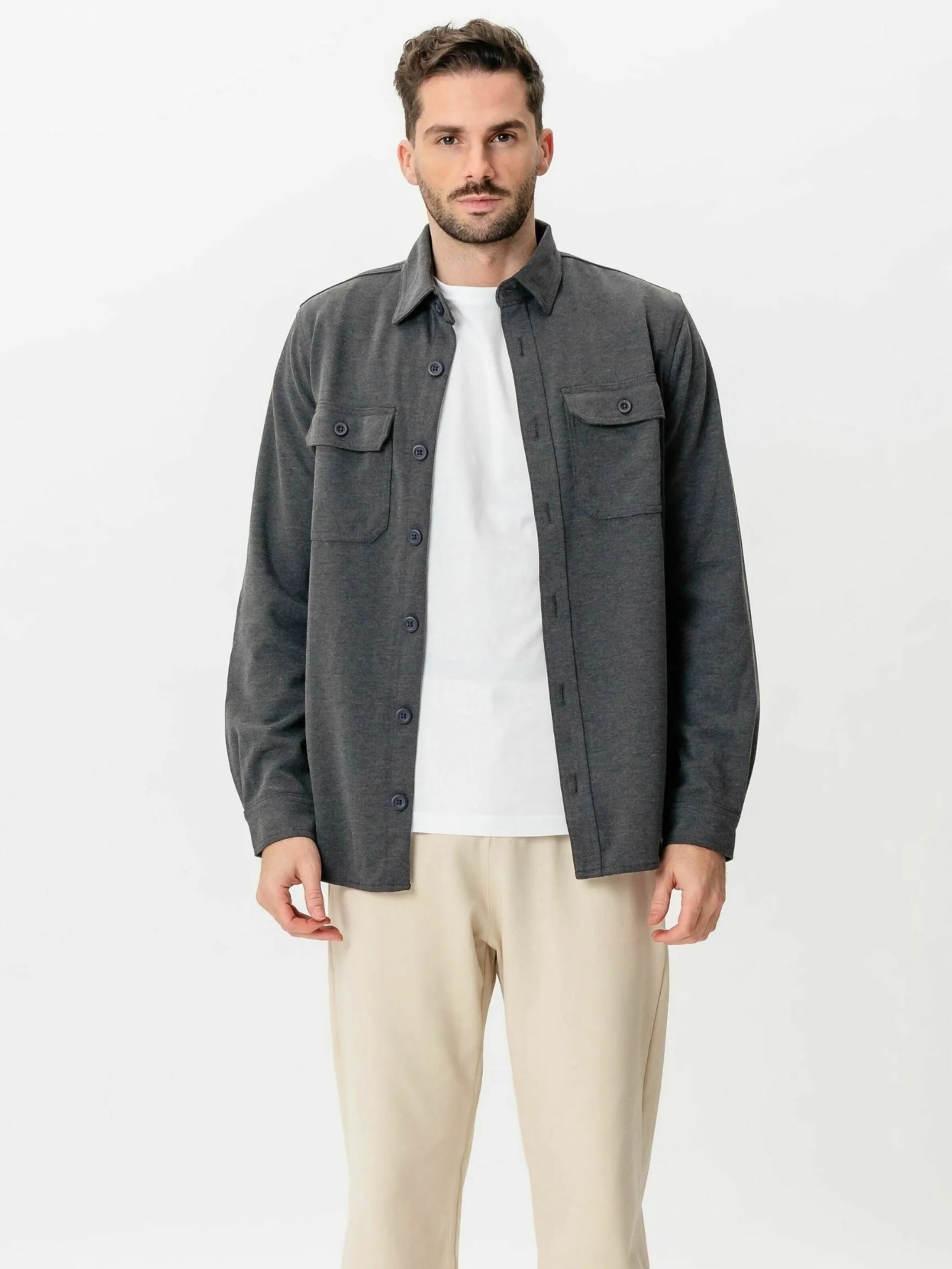 TEESHOPPEN Regular Fit Shirt ' Performance ' in Grau: Vorderseite