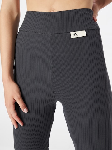 ADIDAS SPORTSWEAR Skinny Workout Pants 'Studio Lounge Ribbed' in Grey