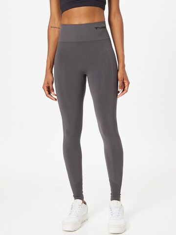 Skinny Pantalon de sport Hummel en gris : devant