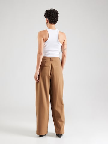 MSCH COPENHAGEN Wide leg Pleat-Front Pants 'Henrika' in Brown