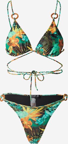 Nasty Gal Triangle Bikini in Green: front