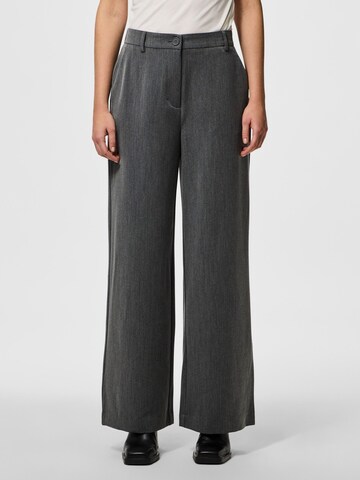 PIECES Wide leg Trousers 'PCKamil' in Grey: front