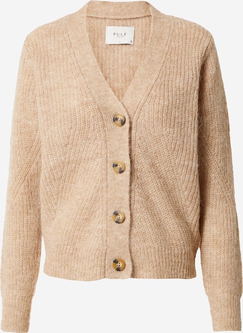 PULZ Jeans Knit Cardigan 'IRIS' in Brown: front
