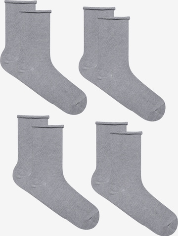 Albero Natur Socken 'Bio-Baumwoll-Socken mit Rollrand Unisex – 4er Pack' in Grau: Vorderseite