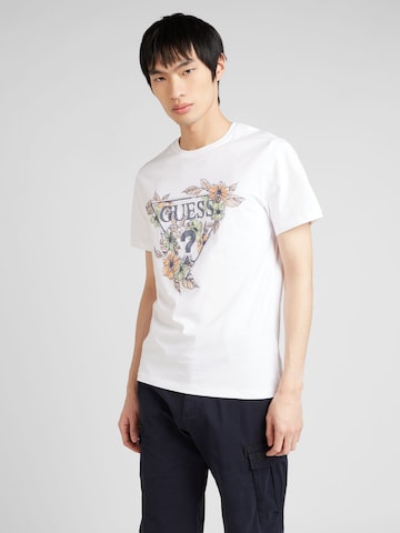 T-Shirt GUESS en blanc : devant