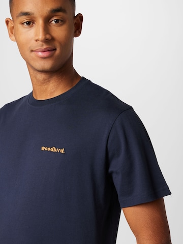 Woodbird T-Shirt 'Joon Scription' in Blau