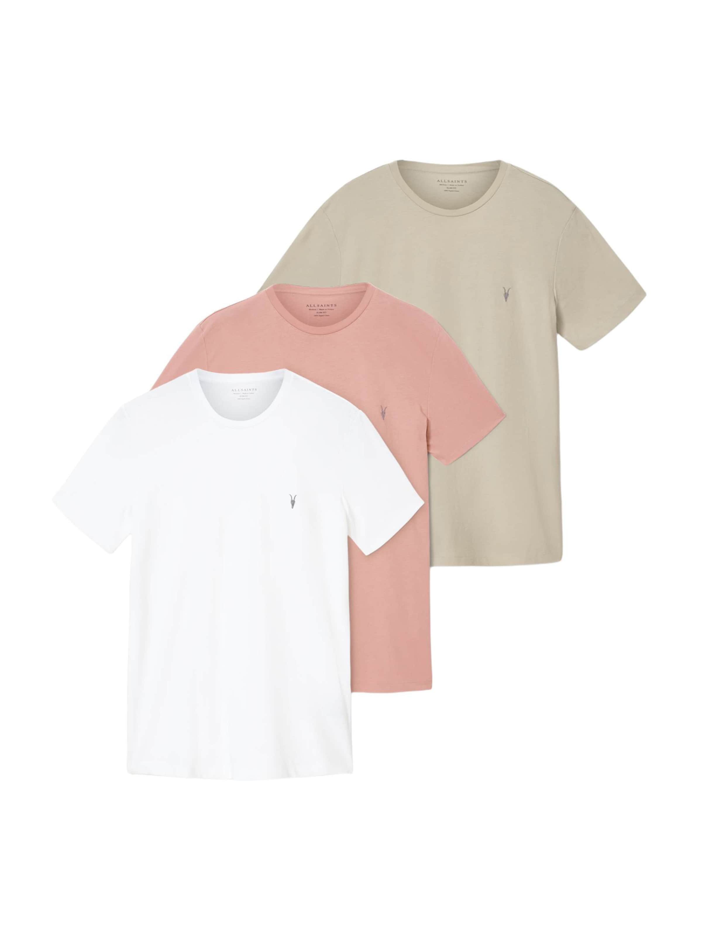 AllSaints Koszulka 'TONIC' w kolorze szaro-beżowy / koralowy / białym, Podgląd produktu