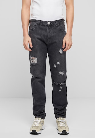 2Y Premium Tapered Jeans in Zwart: voorkant