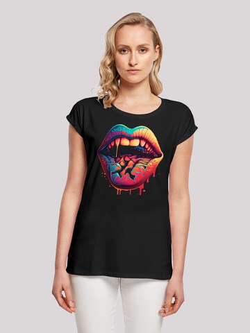 T-shirt 'Drooling Lips' F4NT4STIC en noir : devant